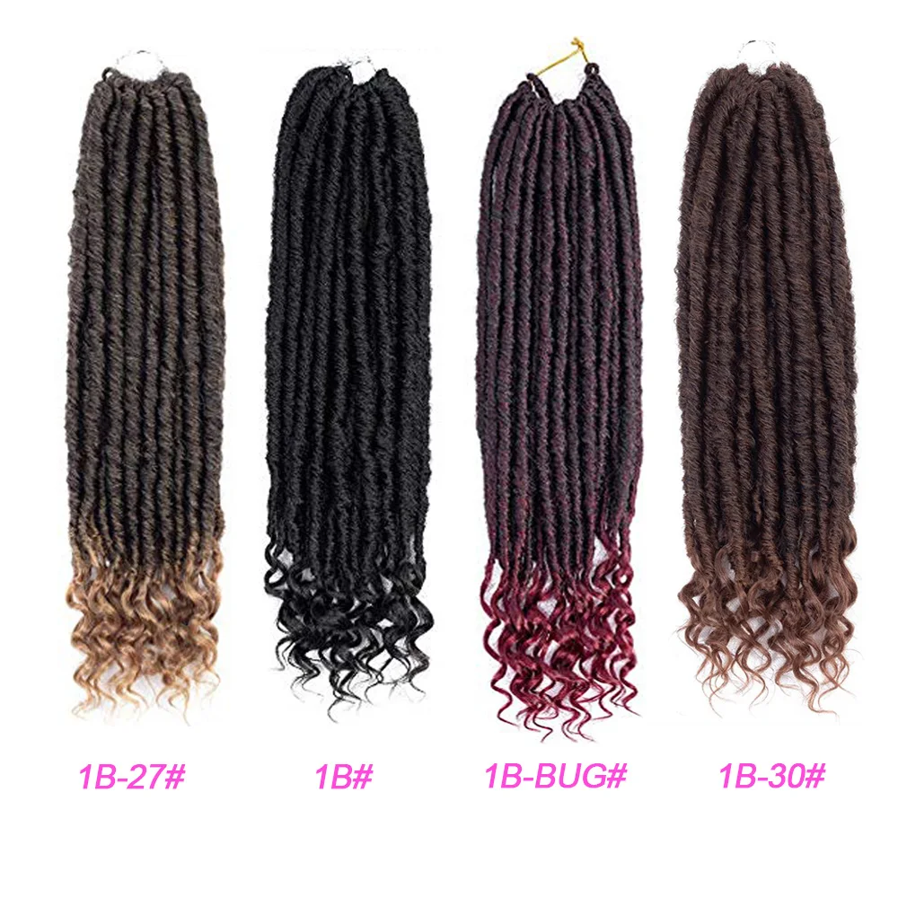 Black Star Goddess Locs Crochet Hair Faux Locs Hair Wavy with Curly Ends Synthetic Braiding Hair Extensions for Women Girl