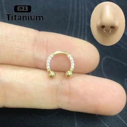 New G23 Titanium Zircon Hoop Nose Ring Septum Lip Circular Barbell Horseshoe Ear Tragus Helix Earring Nose Piercing Body Jewelry