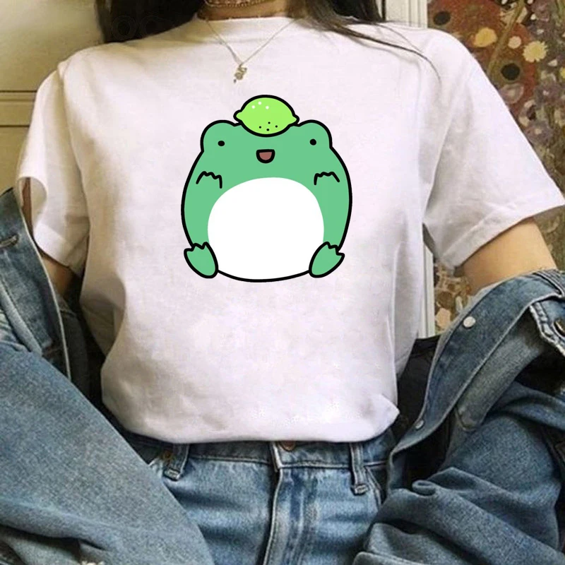 2024 Summer T-shirt Skateboard Woman Frog T shirt Harajuku Graphic Tee Y2k Top Aesthetic Clothes Vintage Fashion Shirt,Dropship