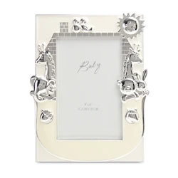 Tabletop Baby Picture Frame METALLIC ZINC alloy silver  4”x6” Picture Frame