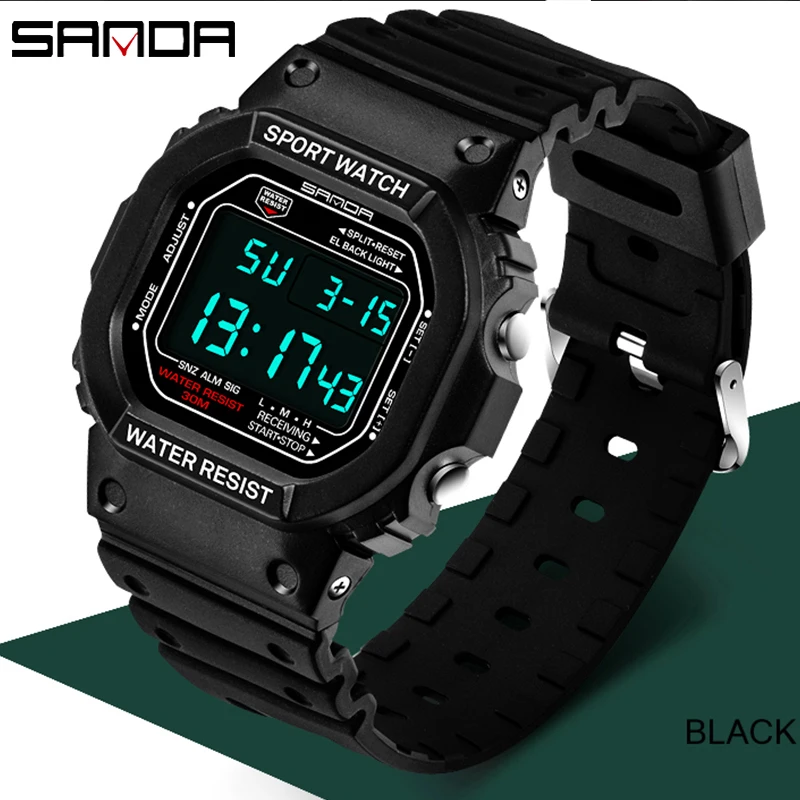 Sanda moda esportes relógio masculino feminino marca superior profissional à prova dwaterproof água relógios militares topo retro analógico quartzo