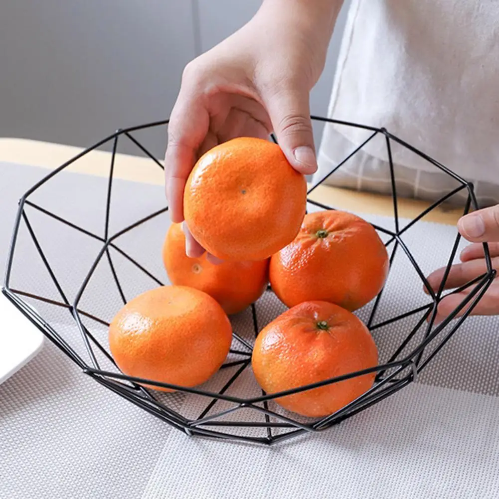 Iron Fruit Tray Kitchen Storage Basket Table Candy Bowl Home Decor Organizer