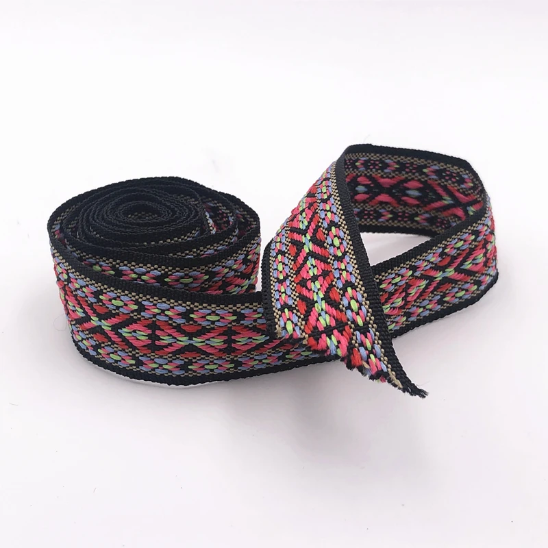 1 Yards 2.5cm Ethnic Style Embroidery Jacquard Lace Braid Lace DIY Craft Sewing Wedding Decoration Headwear Fabric Accessories