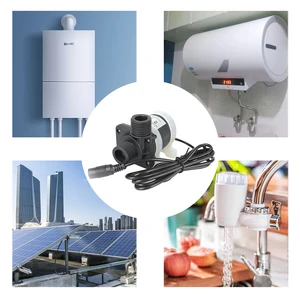 صامت 4 نقاط موضوع سخان المياه دش التدفئة الأرضية الداعم فرش مضخة مضخة المياه المحرك الشمسي DC 12V 24V IP68 الولايات المتحدة التوصيل أعلى 6 مبيعات 12 فولت رأس دش الماء الساخن - No1