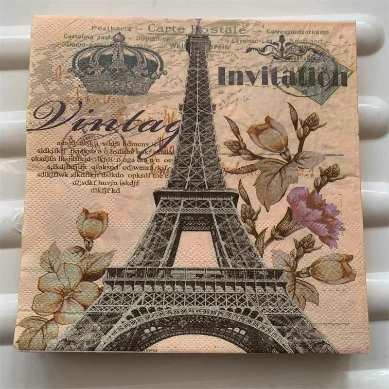 Mix 20 designs Decoupage paper napkins elegant tissue vintage towel flower butterfly church tower birthday wedding party decor