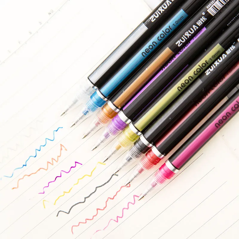 12/24/36/48 Colors/set Highlighter Glitter Gel Pen for Journals Drawing Doodling Painting Colored Art Markers