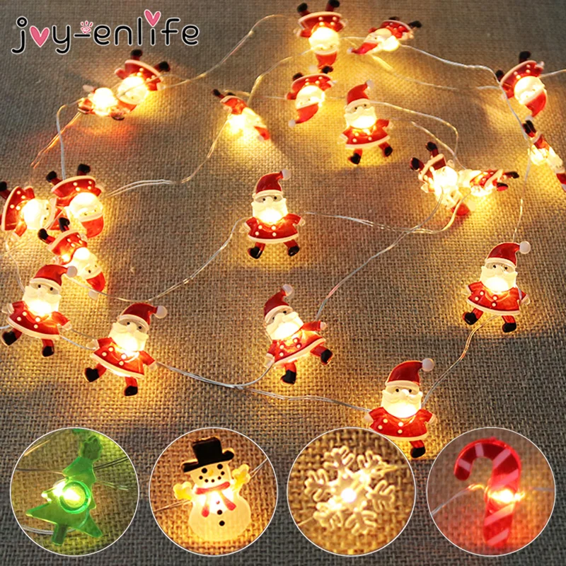 2M 20LED Santa Claus Snowflake Tree LED Light String Christmas Decoration For Home 2023 Christmas Ornament Xmas Gift New Year