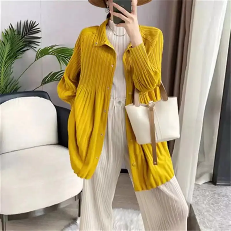 

Miyake Folds 2022 New Early Autumn Long-Sleeved Jacket Thin Korean Version Loose Jacket Women's Spring And Autumn Cardigan Women