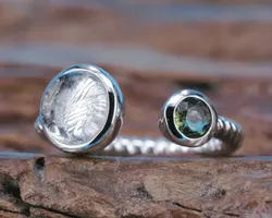 Natural Gibeon Meteorite Adjustable Ring Meteorite Round Women 10mm Silver 6mm Moldvite Round Jewelry Ring AAAAAA