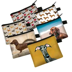 Cartoon Dier Hound Dog Kinderen Change Bag Polyester Eenvoudige Card Bag Coin Opbergtas Kan Worden Aangepast Portemonnee mini Tas
