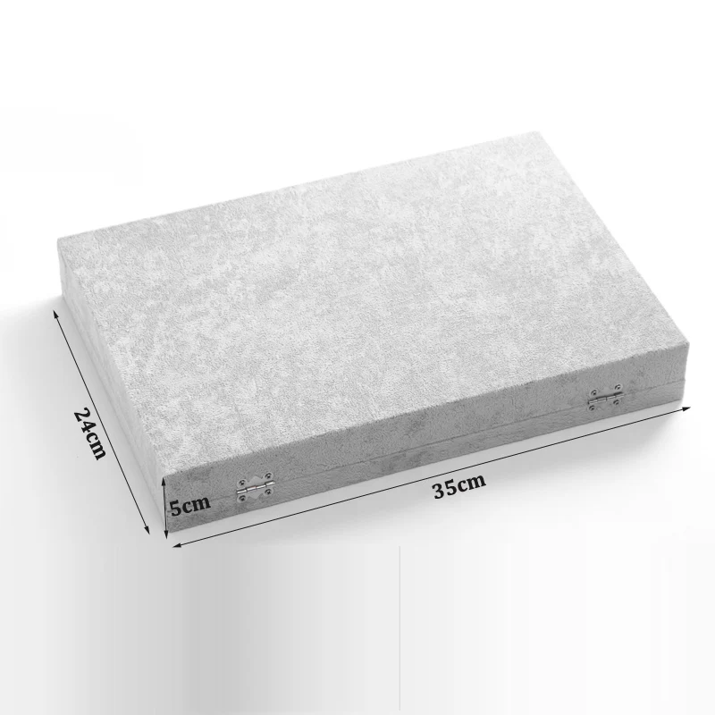 Top Ice Gray Velvet Jewelry Box Ring Pendant Necklace Earrings Box Display Storage Container Case Casket Jewelry Organizer Box