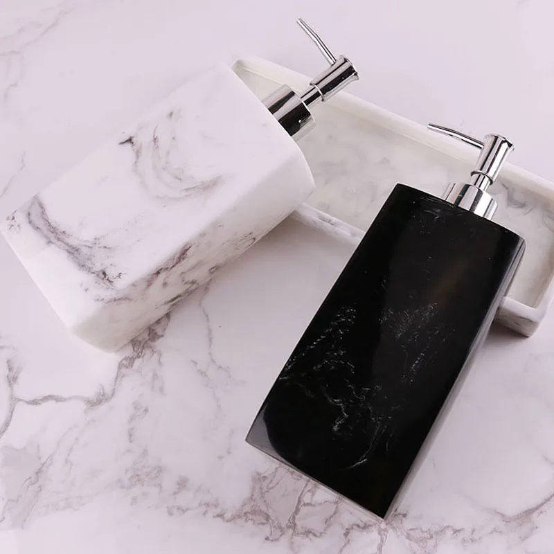 JINSERTA Marbled Soap Dispenser Press Sub-Bottle Luxury Home Hotel Bathroom Hand Sanitizer Shampoo Body Decorative Wash Bottle