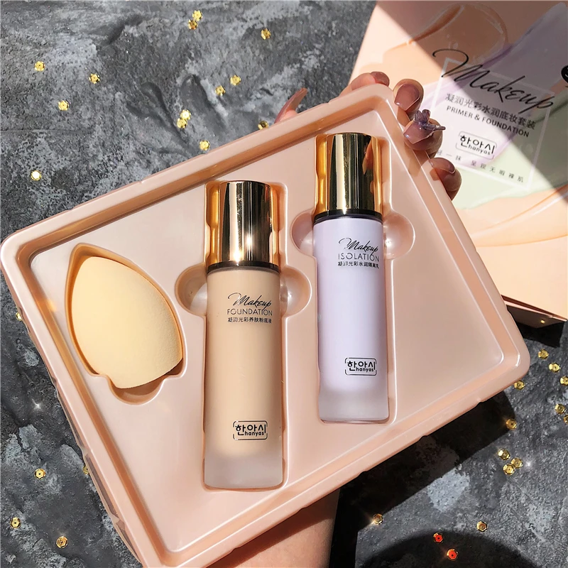 

TT Base Makeup Set Liquid Foundation Concealer and Moisturizer Long-Lasting BB Cream Dry Skin Cream Skin Oil Control Student