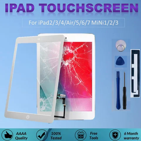 iPad Touch screen For iPad 2 3 4 Air 5 6 7 mini 1 2 3 Digitizer Sensor Glass Panel + Tool Kit for a1416 a1458 a1489 a1474 a1395