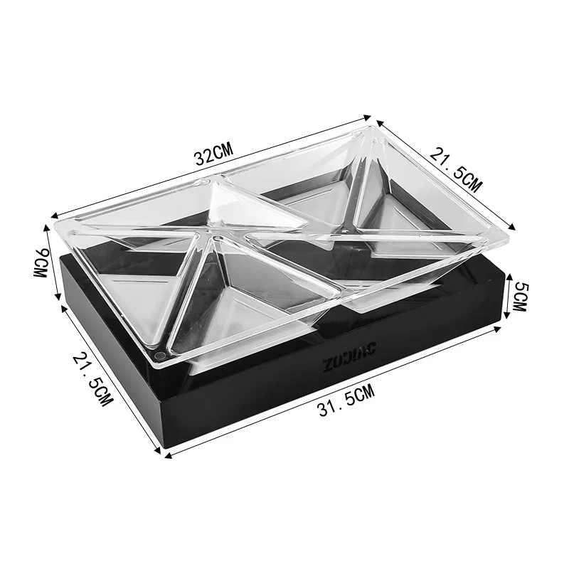 

KTV Luminous Snack Plate Bar Fruit Plate Colorful Creative Snack Plate Platter Polygon Stainless Steel Dessert Stand