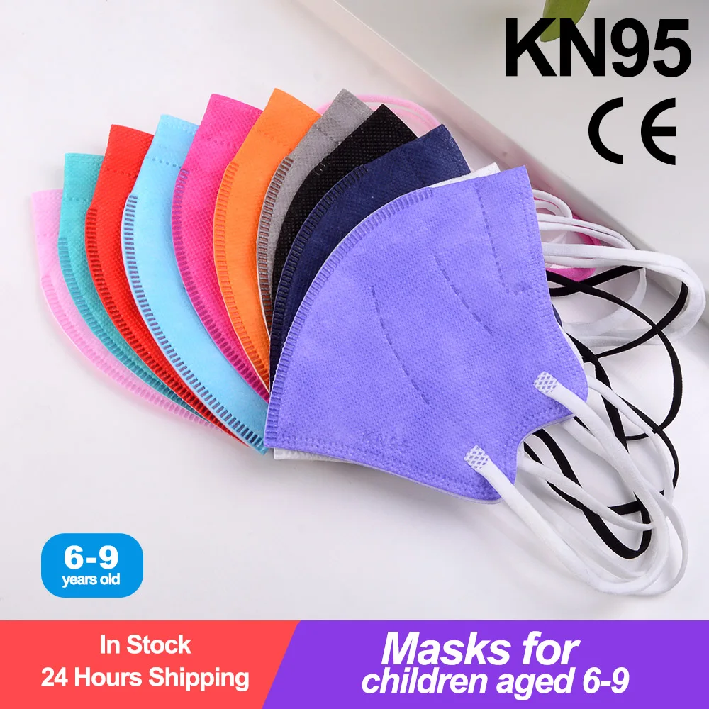 Mascarillas KN95 FFP2 reutilizables para niños y niñas, máscara Facial de 4 capas, respirador, 6 a 9 años