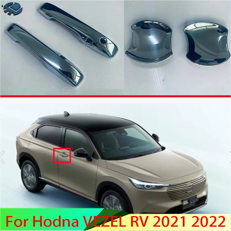 For Hodna VEZEL HR-V 2021 2022 ABS Chrome Door Handle Bowl Cover Cup Cavity Trim Insert Catch Molding Garnish