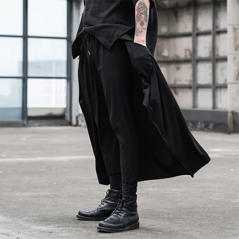 Men's Wide-Leg Trousers Spring And Autumn New Irregular Personality Design Fashionable Super Loose Mast Casual Trousers
