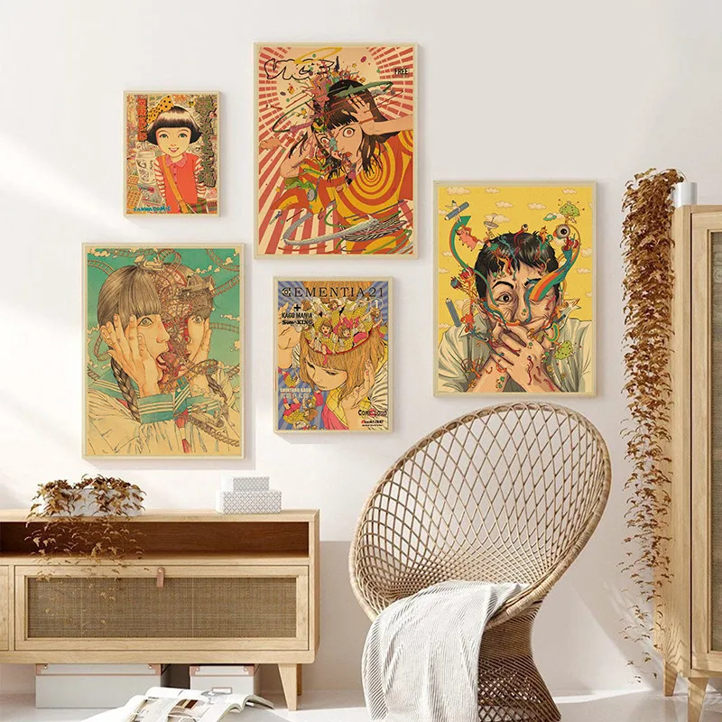 Shintaro Kago Horror Comic Kraft Paper Poster Wall Art Home Decoration Room Decor Anime Wall Pictures