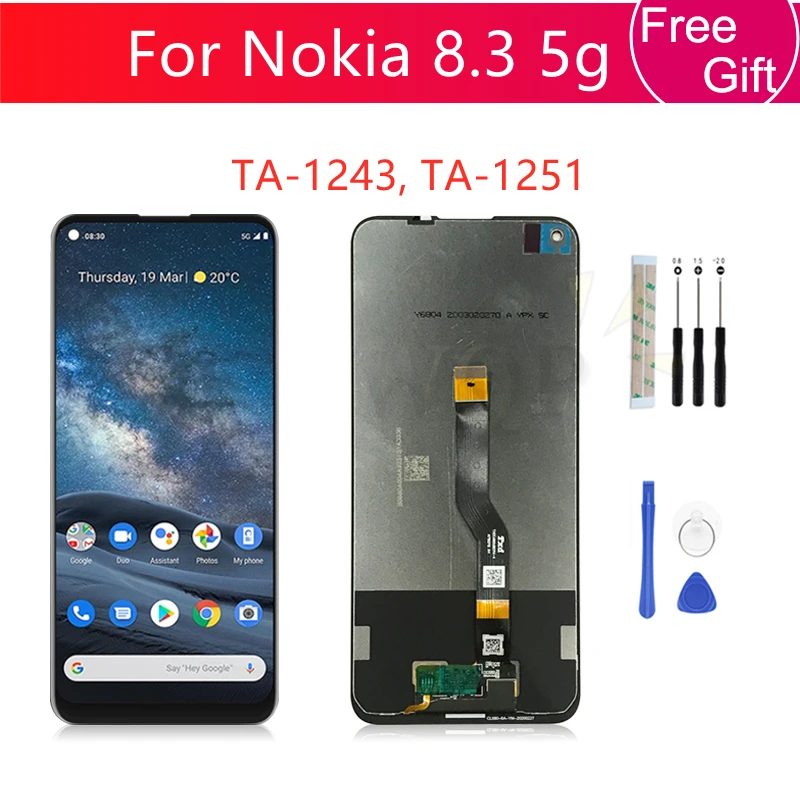 

For Nokia 8.3 5g LCD Display Touch Screen Digitizer Assembly TA-1243 TA-1251 Screen Replacement Repair Parts Free Tools 6.81"