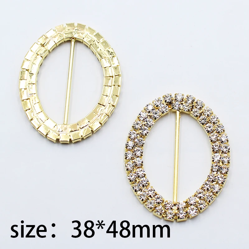 38*48mm 5 pezzi ovale lucido strass fibbia nastro scorrevole fibbia abbigliamento cappello abbellimento decorazione accessori gioielli fai da te