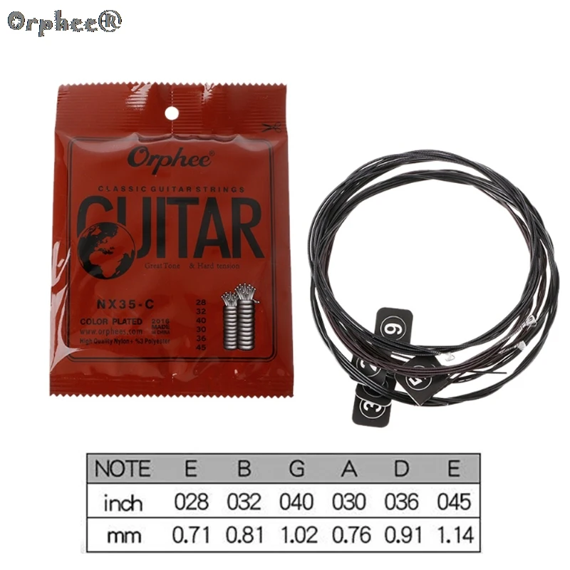 Orphee NX35-C difícil tensão clássica guitarra cordas perfeito substituição náilon prata jacketed fio embalagem a vácuo peças da guitarra