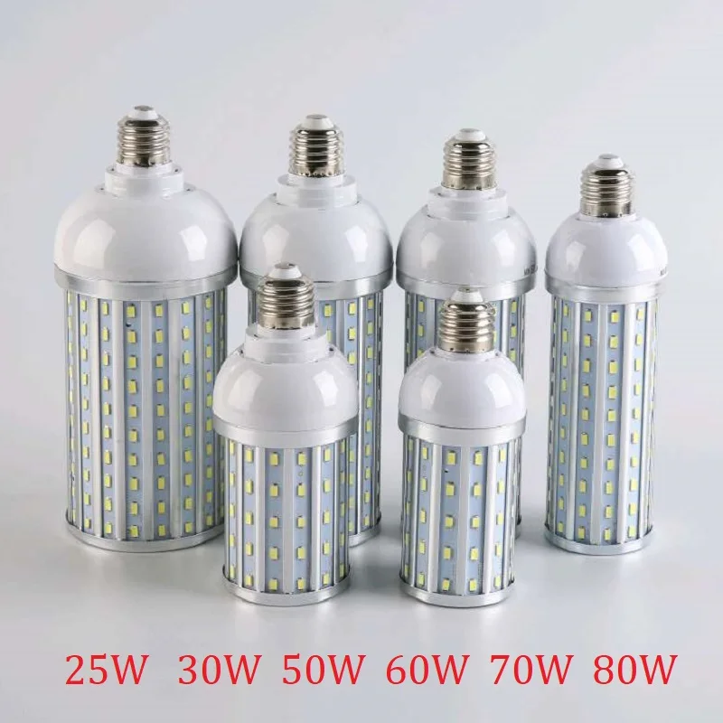 

New Aluminum 25W 30W 50W 60W 70W 80W Corn Bulb B22 E26 E27 E39 E40 Warm Cold Whie Led lamp AC 110V 220V SMD 5730 Lighting light