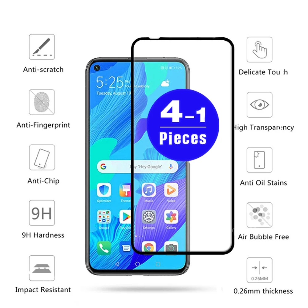 1-4Pcs full cover for Huawei mate 30 lite honor 20 20s nova 5T 5Z 5i pro Tempered Glass Phone Screen Protector protective film