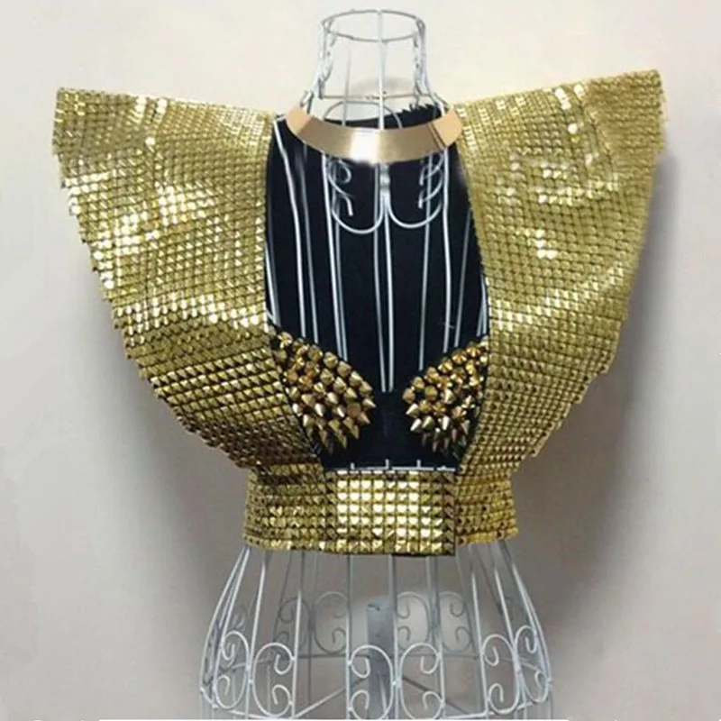 Vest Silver Sequins Ds Costumes Female Dj Sparkling Paragraph Armor Golden Style High Quality Singer Dancer Party