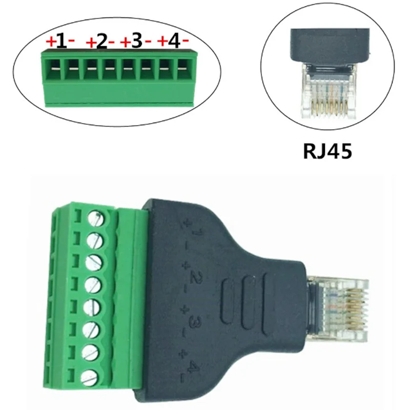 Rj45 do zacisku śrubowego 8-pinowe złącze Ethernet rj45 męskie żeńskie do 8-pinowego zacisku śrubowego Adapter sieciowy do CCTV DVR — zdjęcie produktu 2