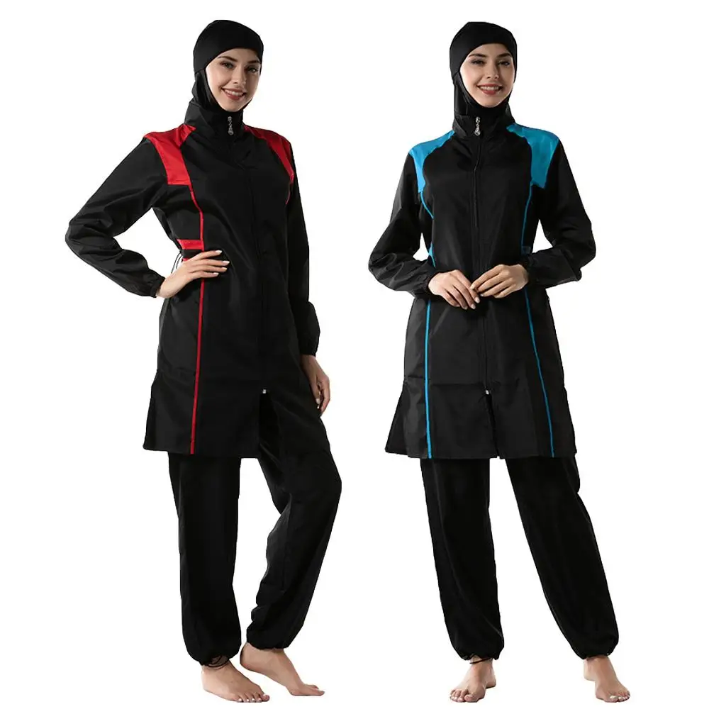 

New Muslim Women Modest Hijab Swimsuit Swim Set Surf Beach Wear Full Cover Burkini Islamic Arabic Bathing Suit Swimwear Costumes