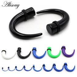 Alisouy 2pcs 1.6mm-11mm Acrylic C Sahpe Buffalo Horn Ear Gauges Ear Taper Stretching Plugs Tunnel Expander Body Piercing Jewelry