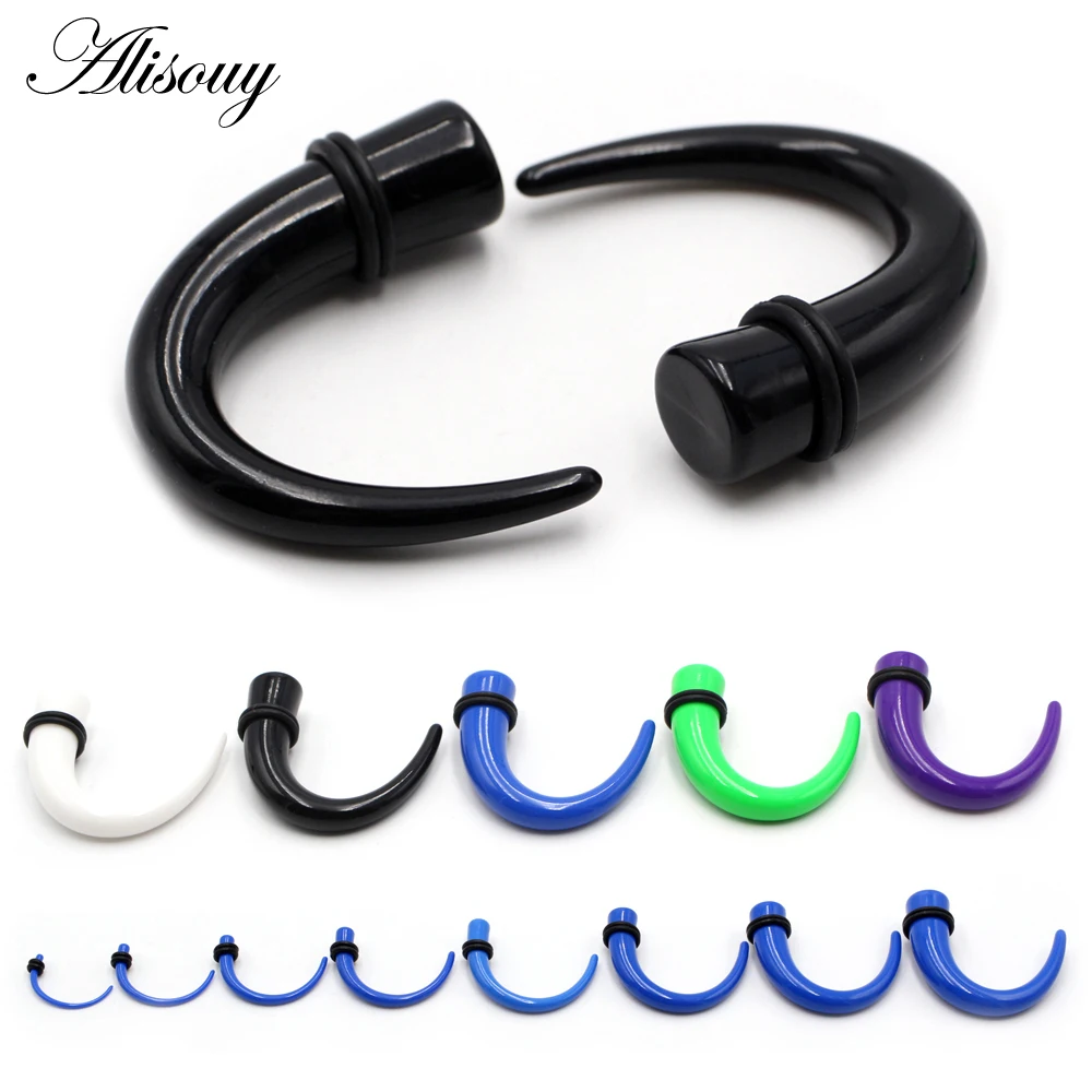 Alisouy 2szt 1.6mm-11mm Akryl C Sahpe Buffalo Horn Ear Gauges Ear Taper Stretching Plugs Tunnel Expander Body Piercing Jewelry