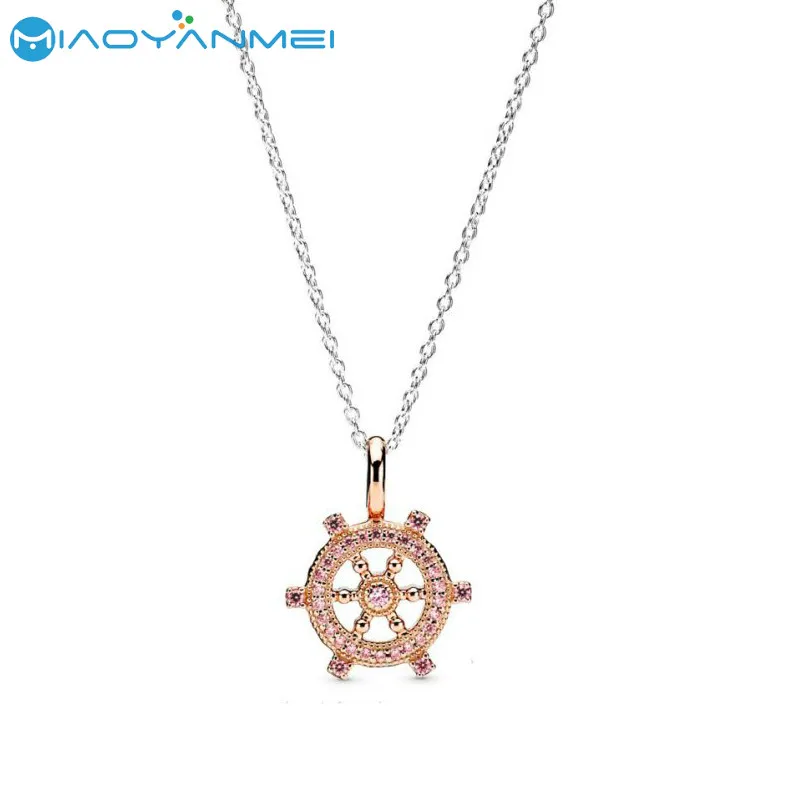 2020 Autumn New S925 Sterling Silver Rose Gold Rudder Pendant Silver Necklaces Fit Original Pandora Pendants Women Birthday Gift