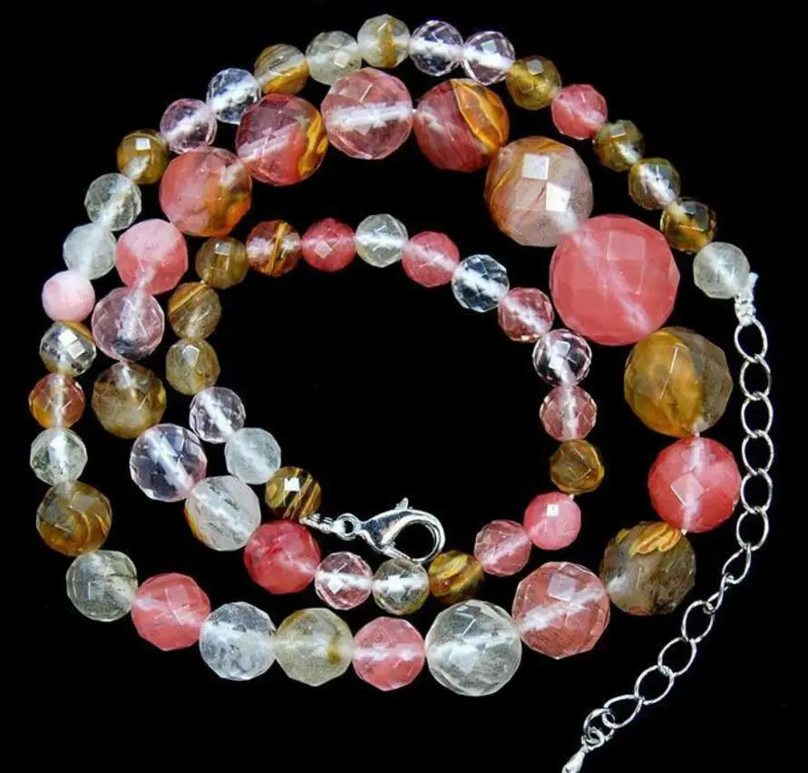 

6-14mm faceted Watermelon Tourmaline TOWER Necklace 18"DAS