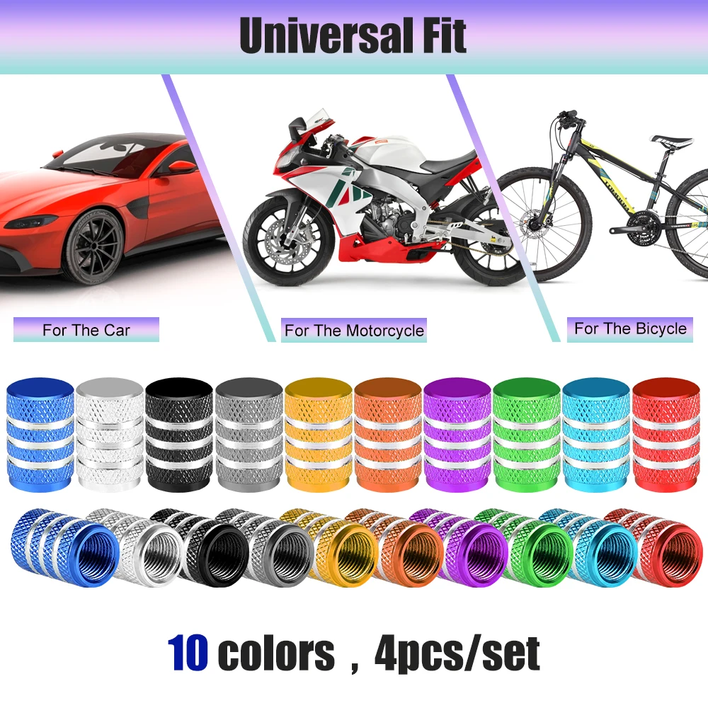 AUTCOAT 4Pcs Aluminum Car Wheel Tire Valve Caps Tyre Rim Stem Covers Airdust Waterproof For Automobiles Motorcycles Trucks Bikes