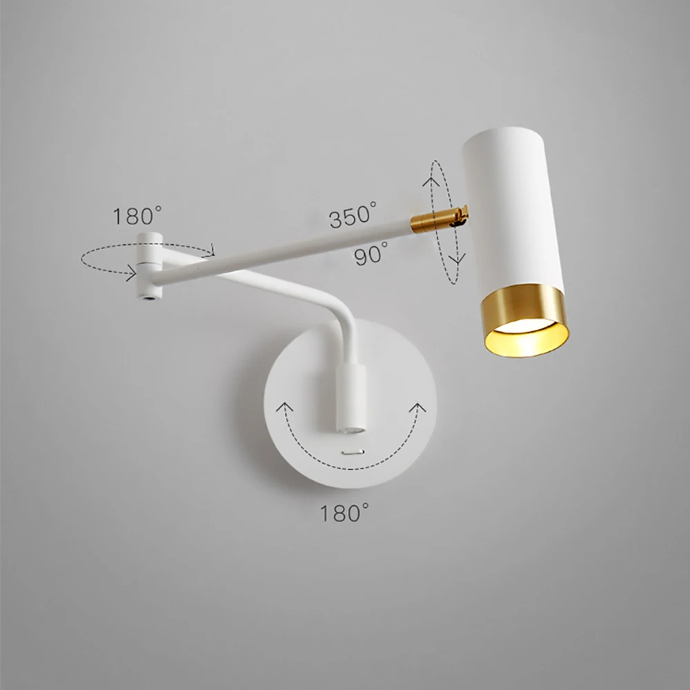 Imagem -05 - Luminária de Parede com Braço Ajustável para Iluminação Lâmpada de Sobressalente E27 para Interior do Quarto Braço de Leitura e Luz Noturna de Substituição