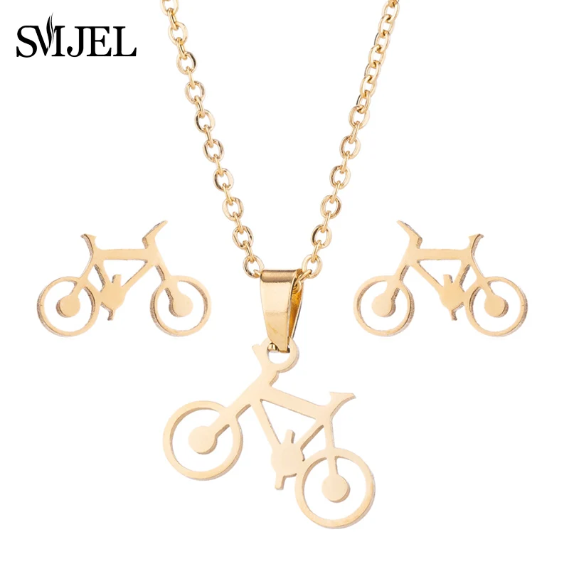 Cute Stainless Steel Butterfly Necklace & Earrings Set