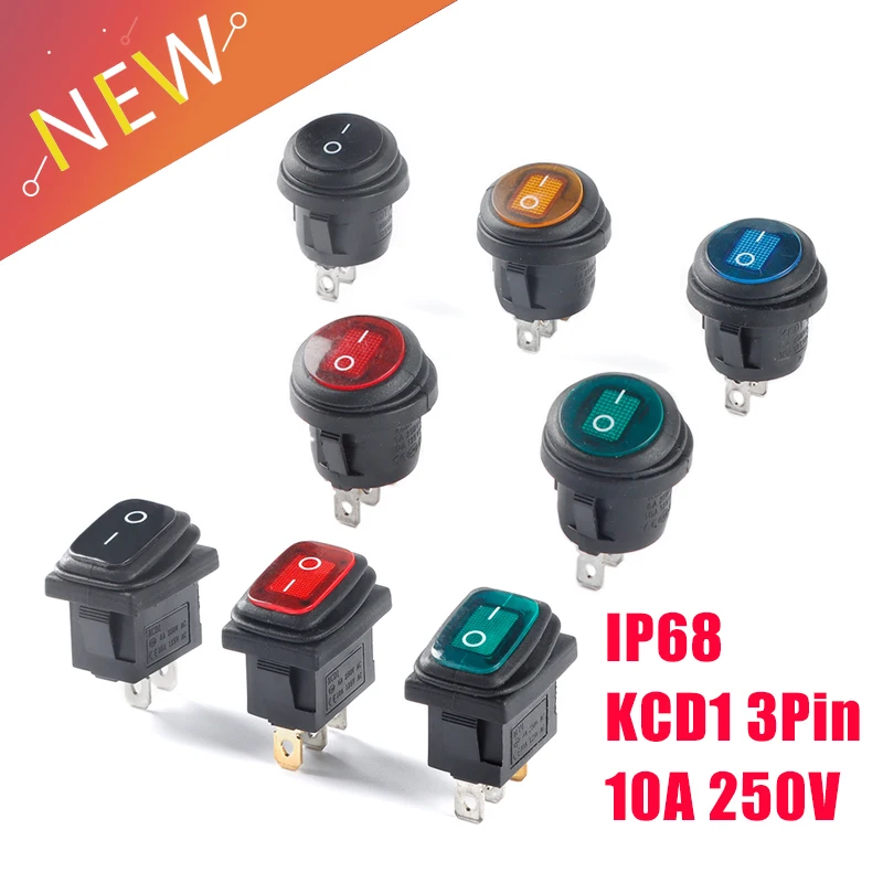 KCD1 ON/OFF Power Switch 10A 125V 250V AC Sealed Waterproof Auto Boat Marine Toggle Rocker Switch mini toggle switch