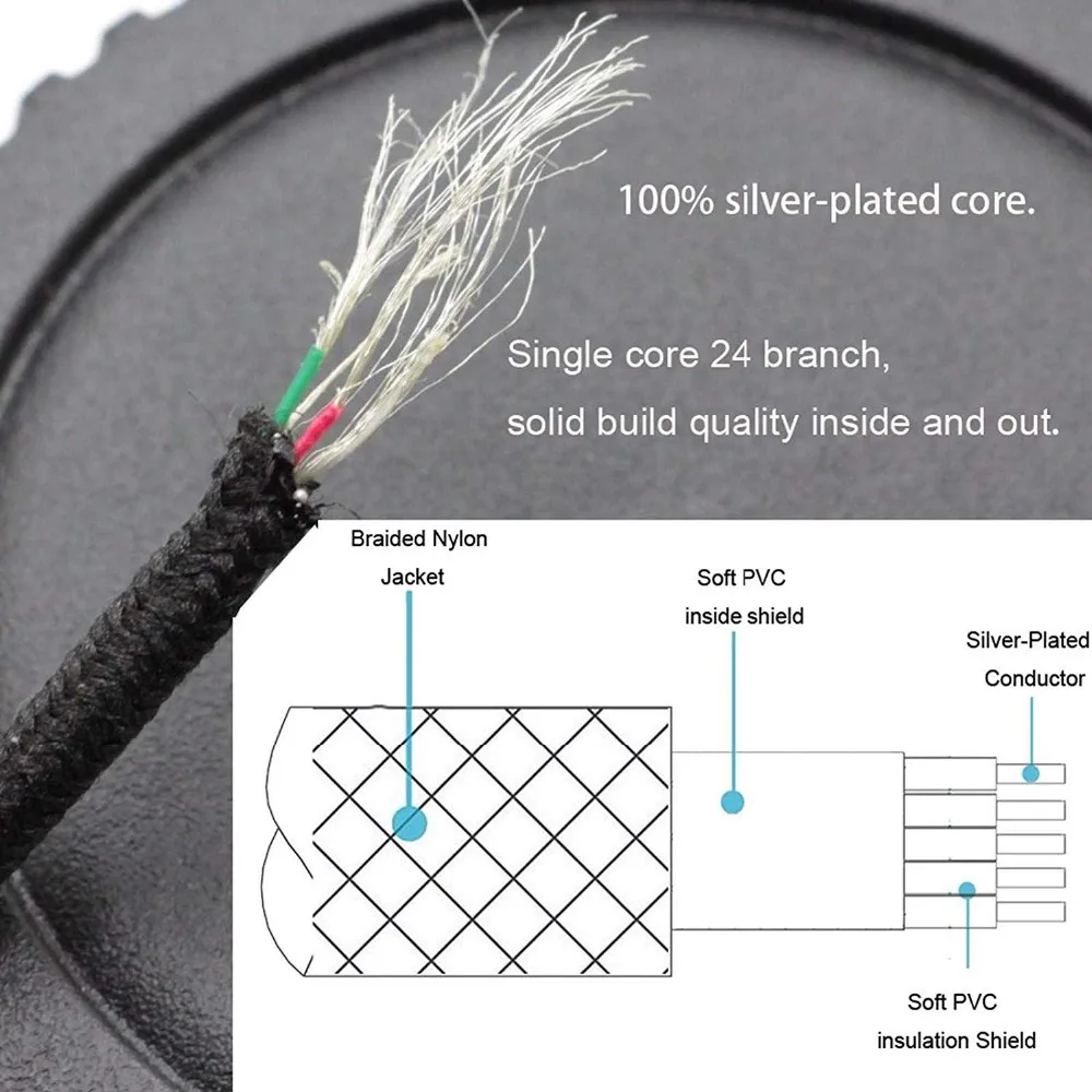 OFC ترقية استبدال كابل مضفر من النايلون 2.5 مللي متر تمديد الحبل ل AKG K450 K451 K452 K480 Q460 سماعات الرأس