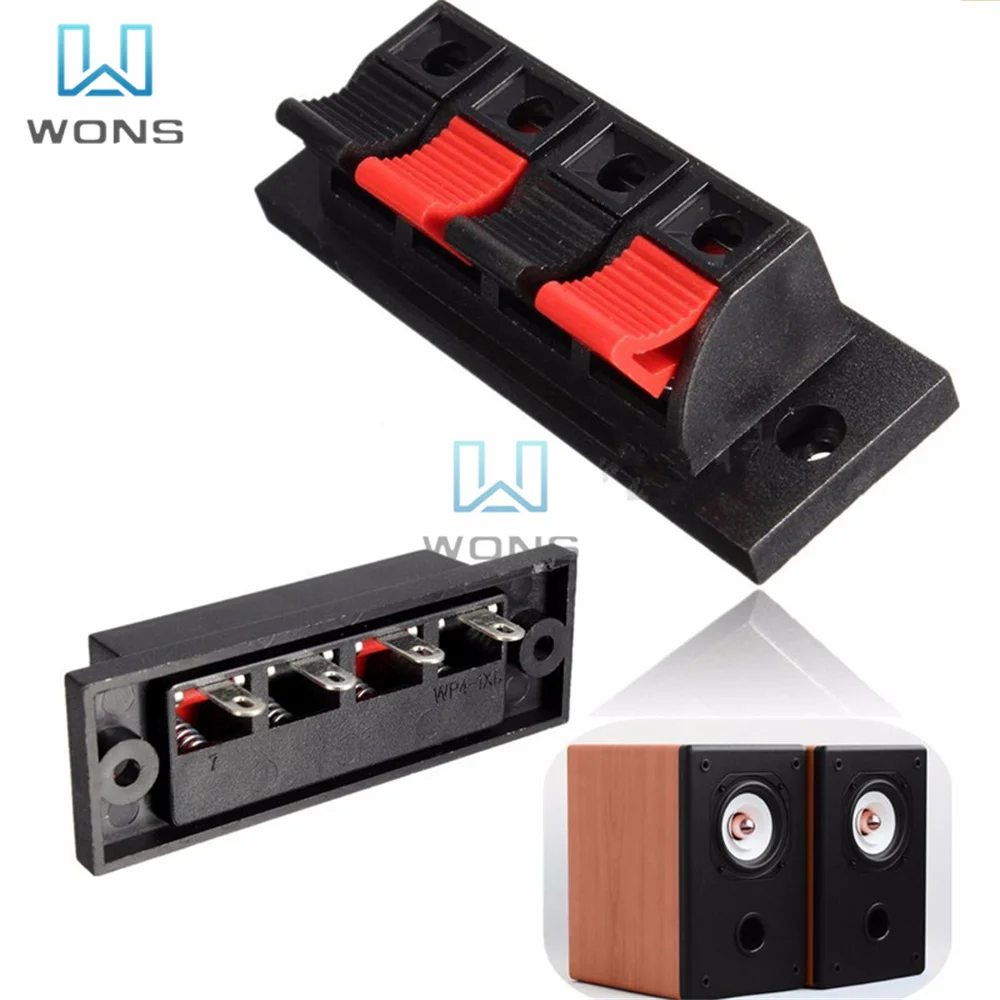 2/4/6 Positions Loudspeaker Terminal Panel Push in Jack Spring Load Audio Speaker Terminals Breadboard Connector