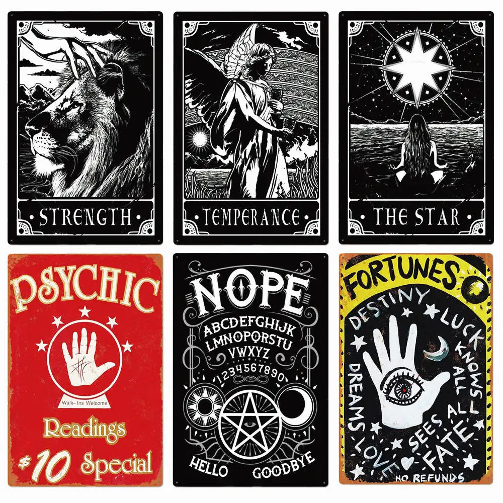 Vintage-Metalls child, Clubzimmer, Bar dekorationen, Palm & Tarot-Karte, Wand kunst lesen, Mysteriöses Wohn dekor, N412 – Detail 1