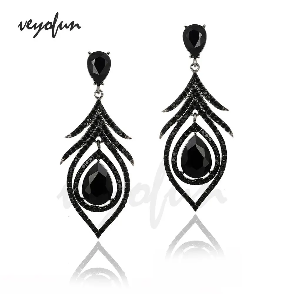 Veyofun Vintage Hollow Crystal Rhinestone Drop Earrings Classic Dangle Earrings Fashion Jewelry for Woman New