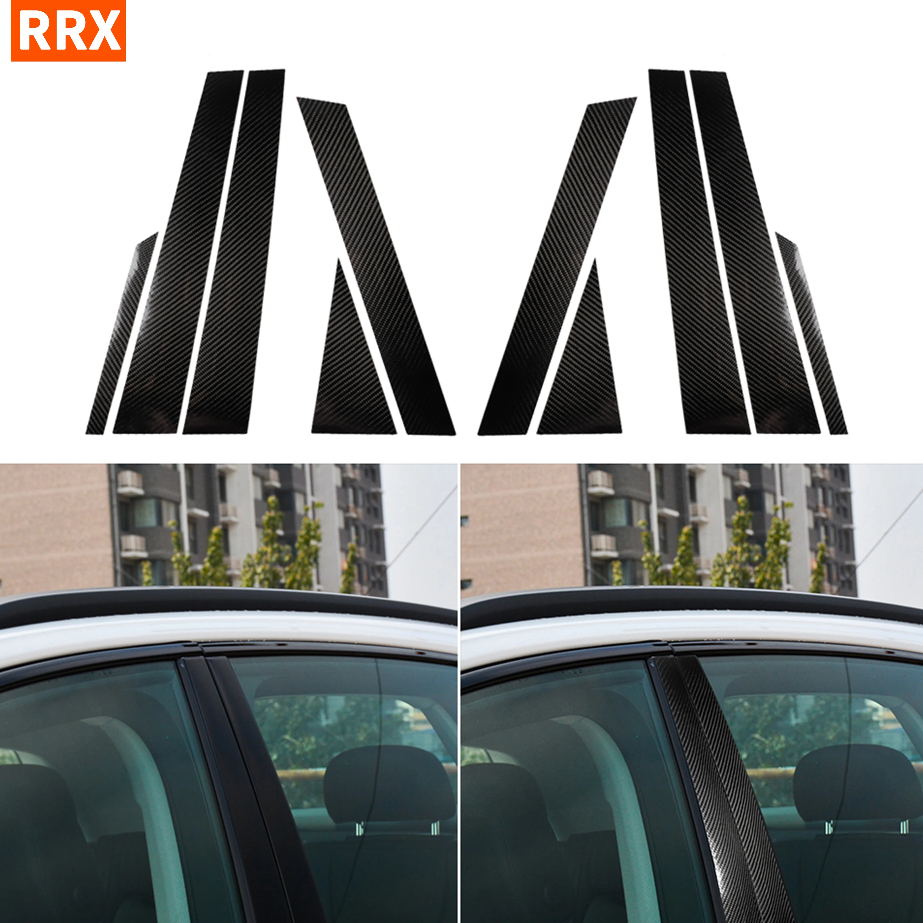 

For Audi Q7 SQ7 4M 2016-2019 Carbon Fiber Stickers Door window B-pillar Panel Trim strip Car Exterior Accessories Decorative