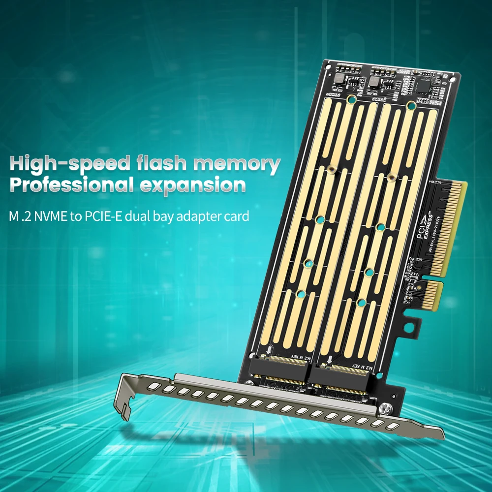 Адаптер M.2 Nvme и Nvme для PCIE Riser X8/X16, для жесткого диска, интерфейса для двух дисков, расширение Gen3 32 Гбит/с для 2230/2242/2260/2280 SSD