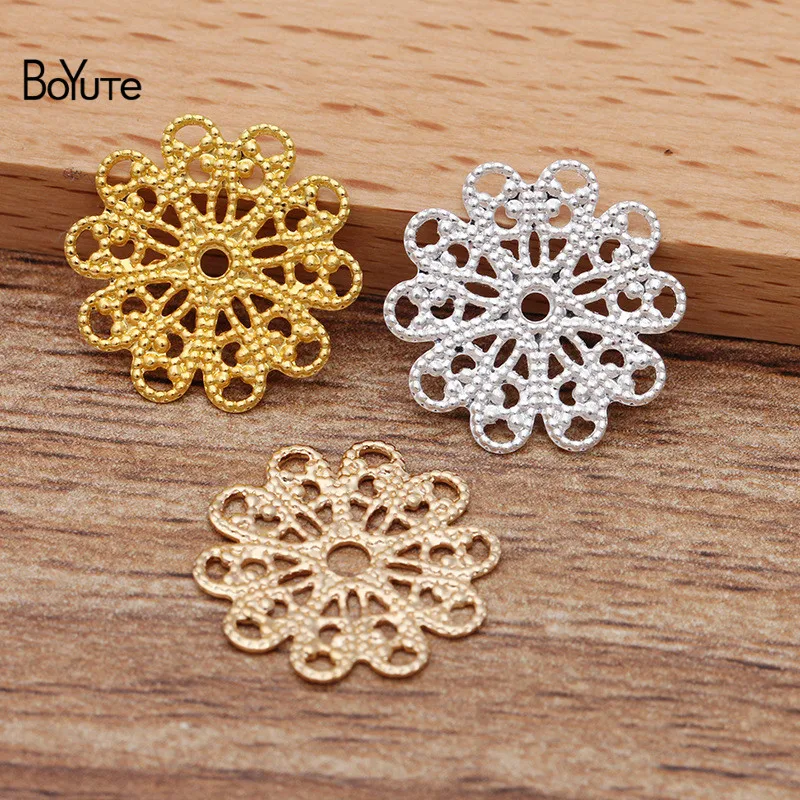 BoYuTe (100 Pieces/Lot) 17MM Flower Metal Brass Filigree Materials Diy Handmade Jewelry Findings Components