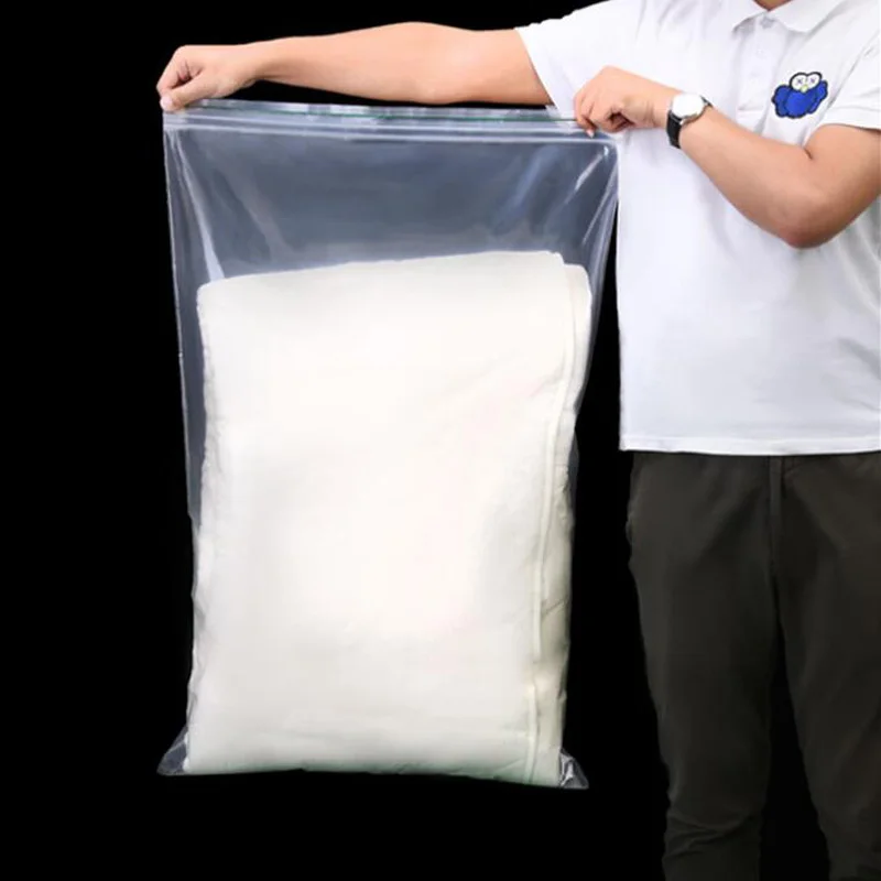 20pcs/lot Large ziplock bag double chain thickened food moisture-proof transparent Self sealing clothes oversized plastic bag