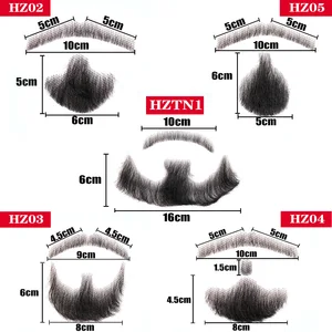 Synthetischer Schnurrbart für Männer, seidiger Bart, falsche Spitze, handgefertigt durch echte Haare, falsches Bart -Cosplay, unsichtbarer Bart 10 Hauptverkaufsrealistischer Bart - №1