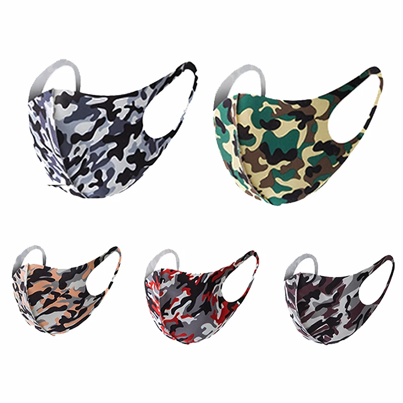 10PCS/lot Camouflage Masks Breathable Fashion Unisex Dustproof proof-Smog Sunscreen Washable Reuseable Mask 5 Colors