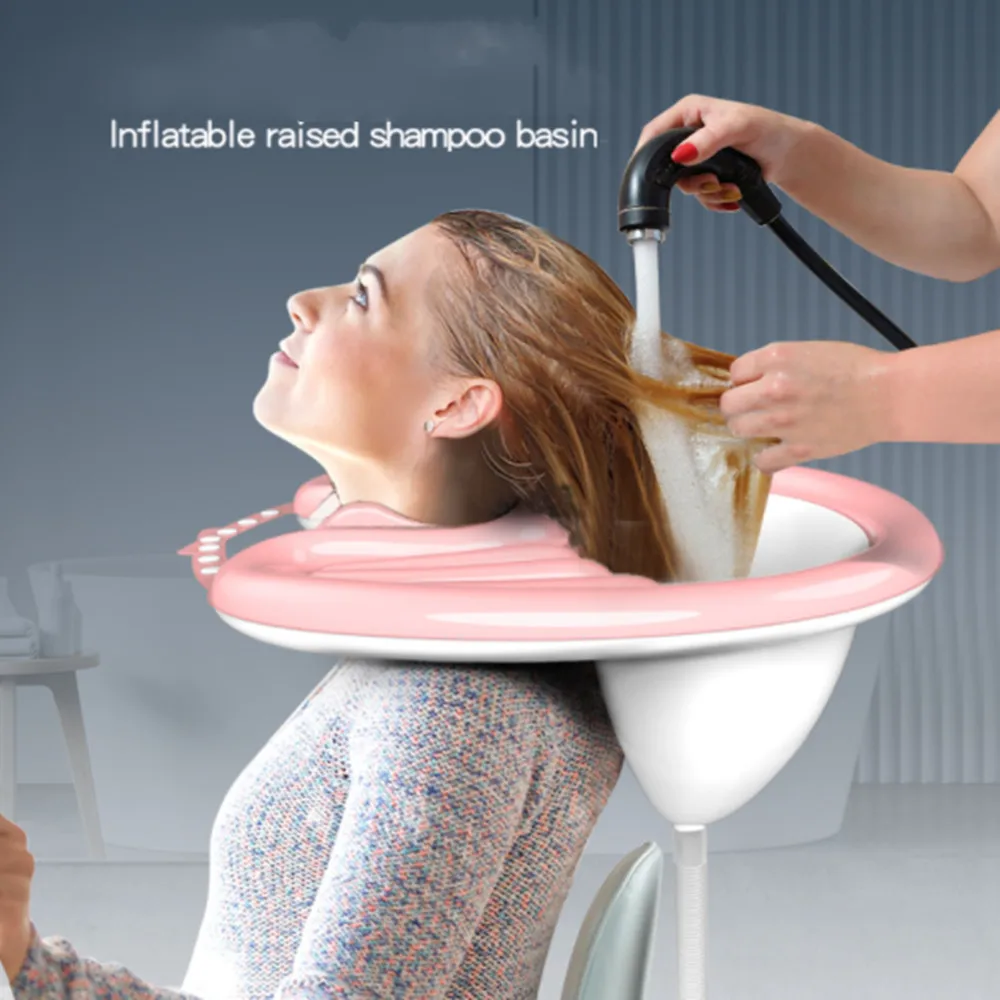 PVC Inflatable Shampoo Basinwith Tube Portable Shampoo Pad Quickly Inflate And Deflate Hair Washing Basin